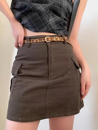 Pooyikoi Womens Skinny Belt Faux Leather Leopard Print Belt Chic Belts for Jeans Pants Fashion Solid Color with Gold Buckle2