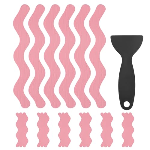 M METERXITY 24 PCS Anti Slip Shower Stickers Pink S Bathtub Non-Slip Stickers Safety Bathtub Strips Adhesive Decals with Scraper for Shower/BathTub/Stairs Steps/Floor/Ladders