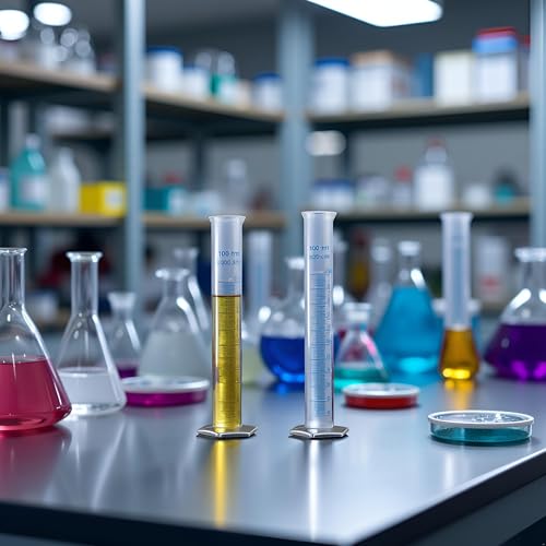 2 Pcs 100ml Plastic Measuring Cylinders Clear Graduated Cylinders Science Measuring Test Tubes Liquid Measuring Tools with Blue Graduation Lines