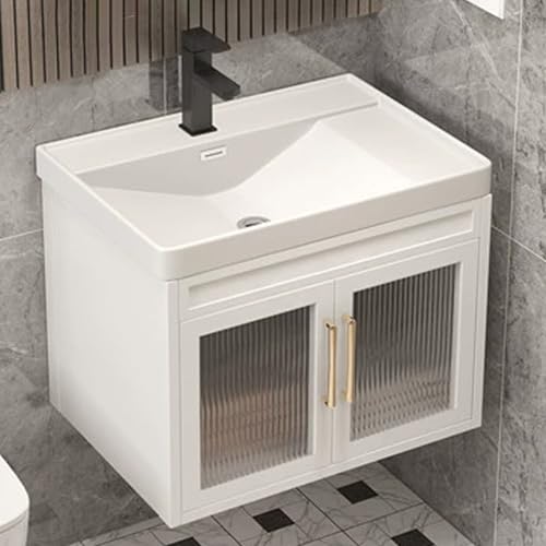 YUGXTH Lavabo de Cerámica Montaje en Pared, Lavabo sobre Encimera, sobre Encimera Lavabo, Lavabo de Cerámica de Porcelana Flotante para Colgar en La Pared, para Espacios Pequeños