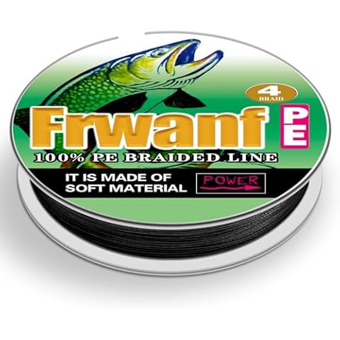 Frwanf Black Braided Fishing Line Color Never Fade 100M-2000M 6-300LB Super Strong PE Fishing Line Abrasion Resistant Fishing Wire Zero Stretch (100m/109Yards 50lb/0.36mm) Cover