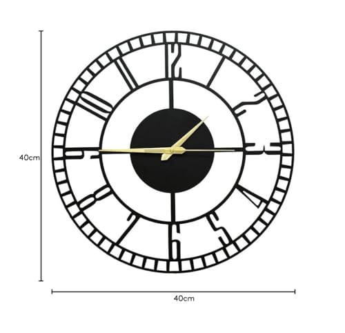 Image of Stylish Metal Wall Clock for Living Room, Bedroom, Office, Kitchen, Home and Hall | Antique Fancy Big Size Modern Wall Watch for Home Decor (Style-2, 60 CM)