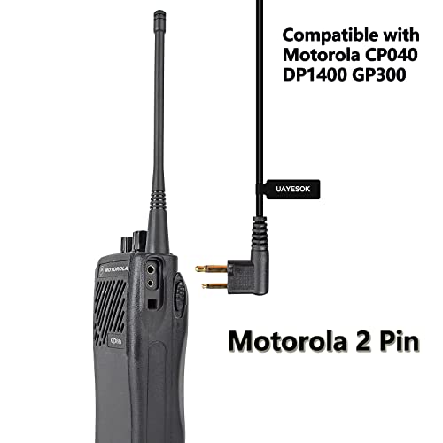 UAYESOK Security Radio Earpiece 2 Pin G Shape Walkie Talkie Headset with Noise-Cancel PTT Mic and Earbuds for 2 Way Radio Motorola CP040 DP1400 GP300 CP200 XT420 XT460 Hytera PD405 PD505 TC620(2 Pcs - Image 4