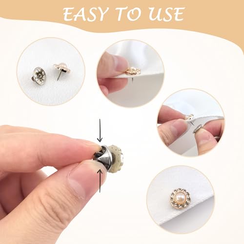Quacc 10 PCS Women Shirt Brooch Buttons Blouse Modesty Pins Cover Up Brooch Lapel Pins Safety Button Prevent Accidental Exposure Decorative Pins for DIY Bag Cardigan Dress Clothes3