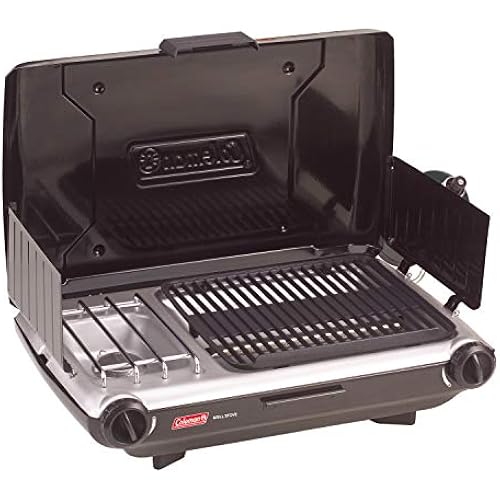 Coleman Tabletop 2-in-1 Camping Grill/Stove, 2-Burner Propane Grill & Stove with Adjustable Burners & 20,000 BTUs of Power