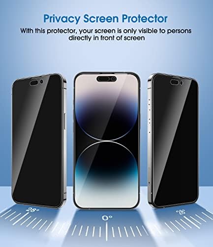 amFilm OneTouch Compatible with iPhone 14 Pro Max 6.7" Privacy Tempered Glass Screen Protector - with Easy Installation Kit, Full Coverage Case Friendly (2-Pack)