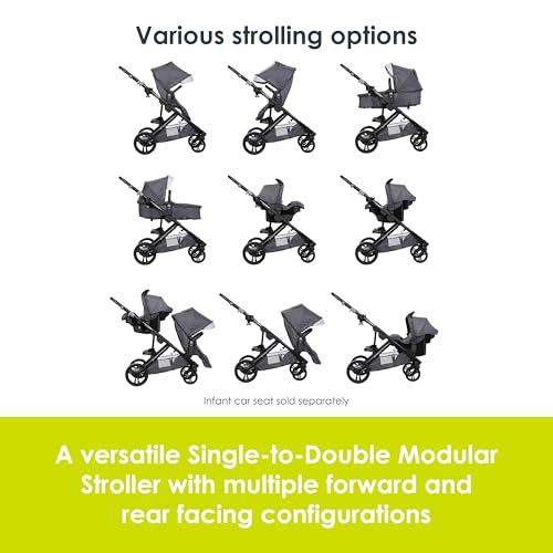 Baby Trend Morph Single to Double Modular Stroller, Dash Grey - image 3