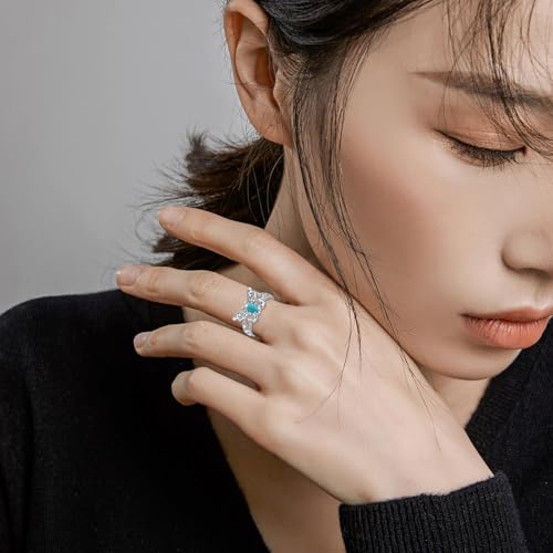Butterfly Ring for Women 925 Sterling Silver Natural Turquoise Butterfly Ring Victorian Style Western Promise Statement Ring Turquoise Jewelry Gifts for Mom Wife2