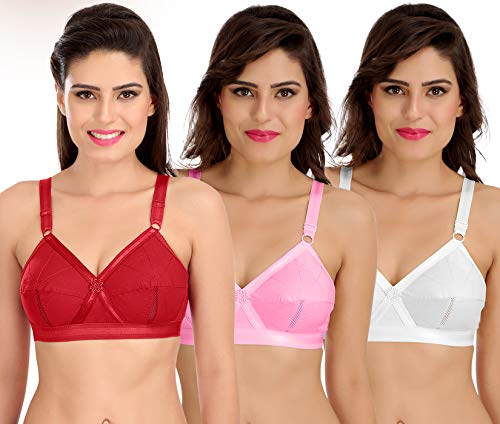 Image of SONA Women's Cotton Non-Padded Non-Wired Full Coverage Bra (Multicolour 44E) Pack of 3