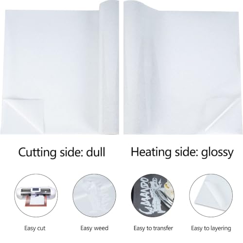 Image of guangyintong Glitter Heat Transfer Vinyl 12 inch x 25ft White Iron on Vinyl | Glitter HTV Vinyl Rolls for All Cutter Machine & for T Shirts - Easy to Cut & Weed for Heat Transfer Design