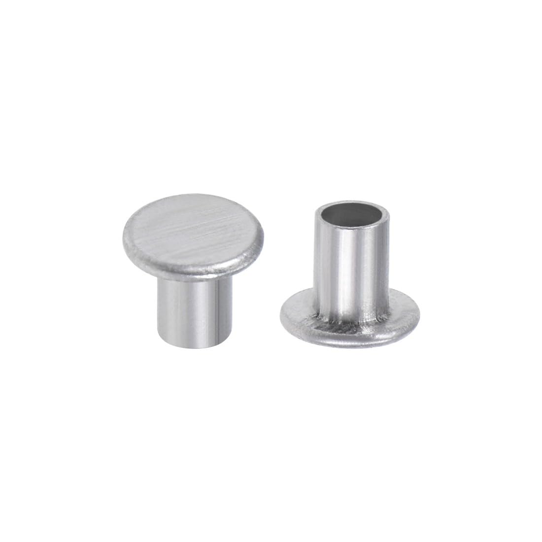 #US 200Pcs 3mm X 4mm Aluminum Flat Head Semi-Tubular Rivets Silver