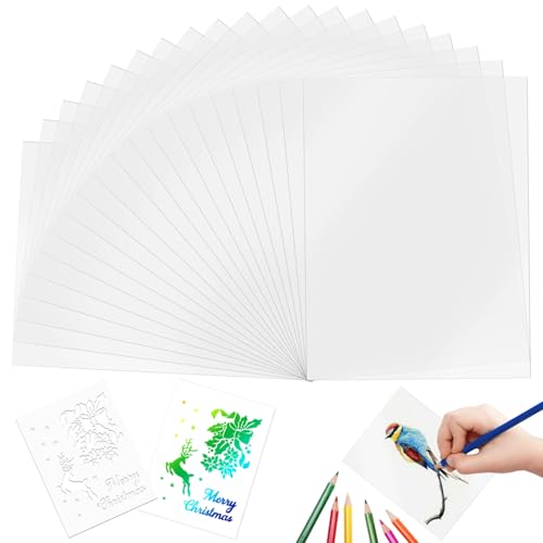 20 Pièces Mylar Feuilles de Pochoirs, Mylar Vierge Pochoir Feuilles de Mylar Stencil Sheets Feuille Plastique A4 Feuilles de Pochoirs à Dessin en Plastique Vierges pour Faire Votre Propre Pochoir