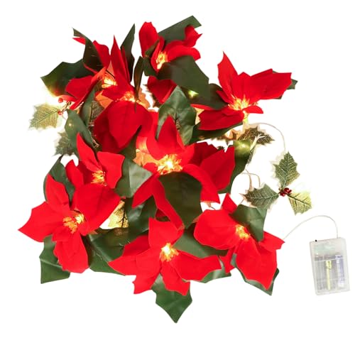 DERAYEE 9.8FT Christmas Garland with 20 LED Lights Christmas Fireplace Garland Xmas Tree Garland for Indoor Home Party Decoration