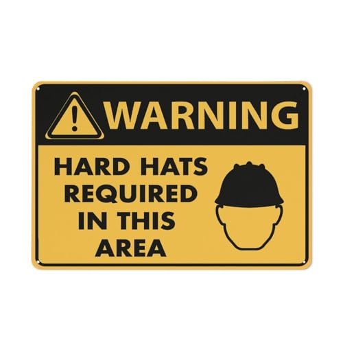 Caution Hard Hats Required In This Area Sign Outdoor Signs Aluminum 12X8 Inch Uv Ink Printed For House And Business