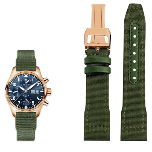 Bracelet montre toile cuir 22mm noir finition premium IWC IW3777
