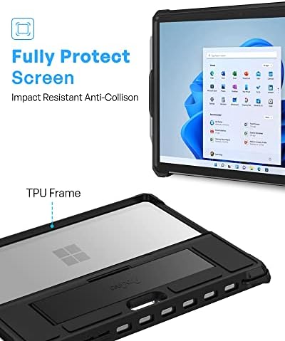 ProCase Shockproof Case for Microsoft Surface Go 3 2021 / Surface Go 2 2020 / Surface Go 2018 Cover, Rugged Protective Case with Pen Holder Hand Strap, Compatible with Type Cover Keyboard Black