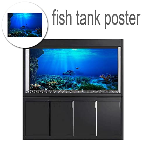 EVAYangSG Underwater World Aquarium Background Decoration Poster Aquarium Background Sticker Aquarium Aquarium Aquarium Poster Decoration Picture Supplies 61 * 30cm (blue) - Image 3