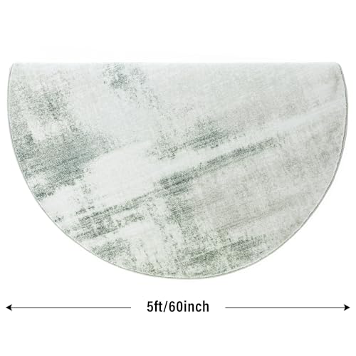 Image of Carvapet 5ft Round Rug Teal Modern Abstract Washable Low Pile