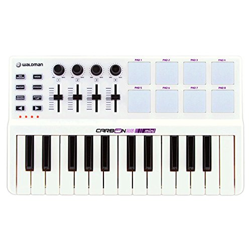 Controlador Waldman Carbon Mini Branco Com 25 Teclas 8 Pads e 2 Interfaces de Pedal
