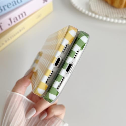 Coque iPhone 14 Pro antichoc fine vert pastel motif vichy - 5