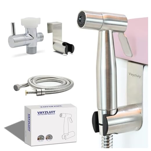 Vayzluiy Handheld Toilet Bidet Sprayer for Toilet-Adjustable Water Pressure Control with Bidet Hose for Feminine Wash, Stainless Steel Brushed Nickel Cloth Diaper for Baby Wash (Stainless Steel, 1)