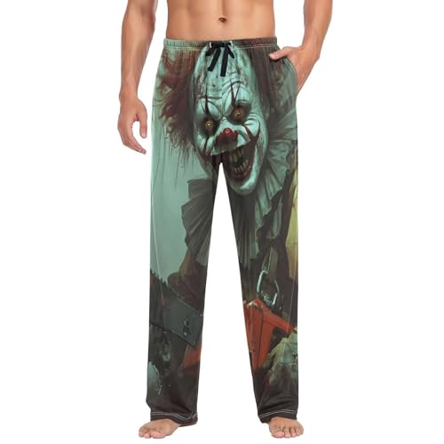 Clown Scary Yellow Pajama Pants for Men Men's Separate Bottoms, Lounge Pants with Pockets S3