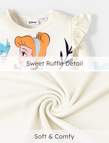 Image of Disney Girls Outfits Long Sleeve Lightweight Shirt +Leggings Clothing Sets | Officially Licensed丨Toddler Girl Fall Clothes丨Cute Character Print丨Soft Stretch Fabric丨Ruffle Detail丨Lightweight Wear