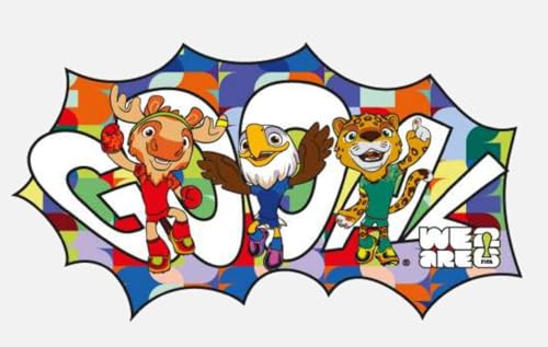 Image of FIFA World Cup 2026 Mascot Wooden Jigsaw Puzzle for Kids & Adults, USA - Canada - Mexico Mascot 200 Pieces, Unique Shape Puzzle, Officially Licensed, Sports Gift for Fans, 5MM Thick | Wooden Jigsaw Puzzle
