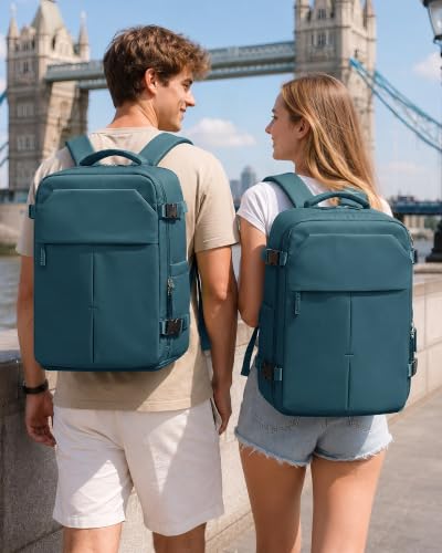Image of Travel Backpack for Women & Men,Airline Approved Carry On Backpack for Traveling Personal Item Bag Laptop Backpack with Shoe Compartment, Business Causal Weekender College Gym Backpack,Peacock Blue