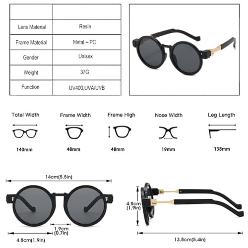 Lunettes de soleil rondes steampunk à cadre dégradé clair de créateur - 7