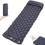 182 x 62 cm Colchão Inflável Solteiro Confortável e Portátil, Colchonete Camping de Ar Inflável Tipo Push, Colchonete Camping com Travesseiro Inflavel, Cama de Ar para Casa