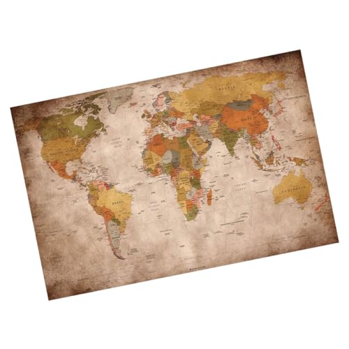 Decoración del hogar con el tapiz de pared de mapa del mundo estampado y lavable de UTHCLO