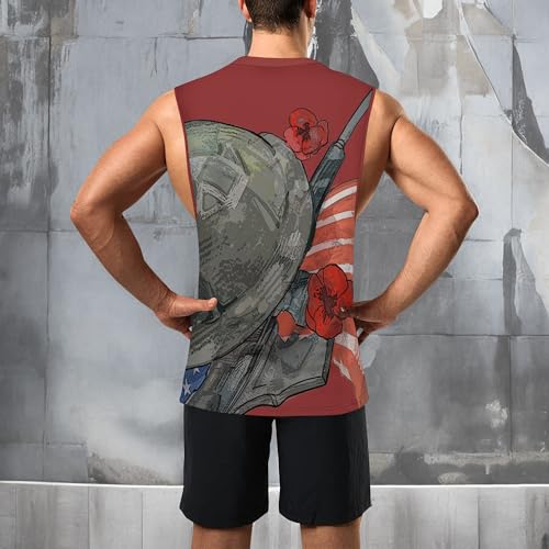 Image of Zhyaj Summer Tanks Top for Men Flag Graphic Print Sleeveless Shirts Casual Working Out Vest T-Shirts Loose-Fit Men's Tank