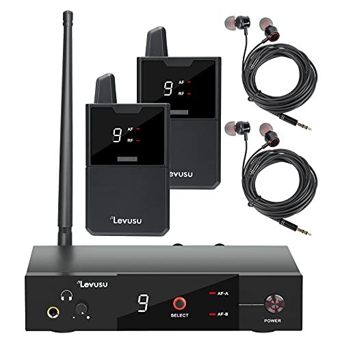 Levusu Pro UHF Dual Wireless inEar Monitor System with Earphone,180Ft