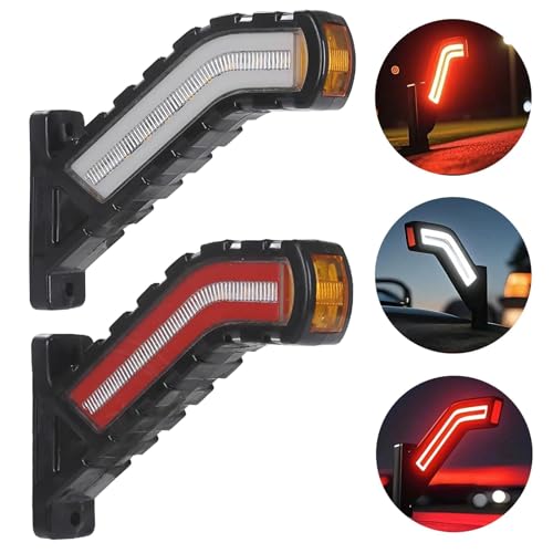 2 x LED Leuchten LKW Begrenzungsleuchten,12-24V LED Seitenmarkierungsleuchten ,Wasserdichte Positionsleuchte Seitenmarkierungsleuchten für LKW PKW, Auto Wohnwagen KFZ Lampe Leuchte Licht,Weiß/Rot/Gelb