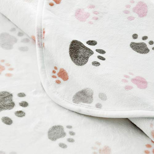 Allisandro 350 Gsm-Super Soft And Premium Fuzzy Flannel Fleece Pet Dog Blanket, The Cute Print Design Washable Fluffy Blanket For Puppy Cat Kitten Indoor Or Outdoor, White, 31" X 24" #TOP5