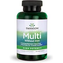 Swanson Multi Without Iron Daily Multivitamin for Adults Who Do Not Need Additional Iron - Complete Mineral and Vitamin Formula 120 Softgels
