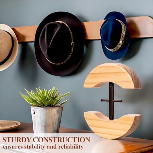 Image of Hat Stretcher, Hat Stretchers for Fitted Hats, Wooden Hats Stretcher with Lever Wrench, Extender for Men