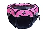 Portable Pet Playpen,Foldable Dog Playpen for Dogs and Cats,Rabbits,Pet Exercise Pet Tents Indoor Outdoor Use (S(28.7" x 28.7" x 16"), Rosered)