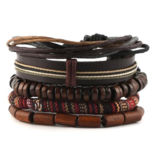 HZMAN Pulseras enrollables para hombres y mujeres, cordones de cáñamo, cuentas...
