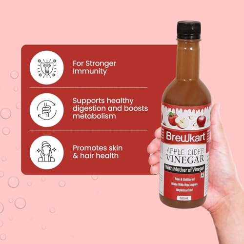 Image of Brewkart Apple Cider Vinegar with Mother 500ml | Raw, Unfiltered & Unpasteurized | Natural Health & Wellness Support