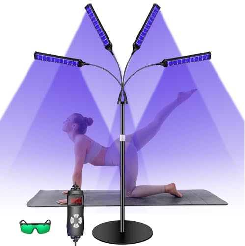 Solarium pour la maison, lampe de bronzage, 660 nm et 850 nm, avec 420 LED, 5 niveaux de luminosité, 3 modes, hauteur réglable, lumière bronzante avec...
