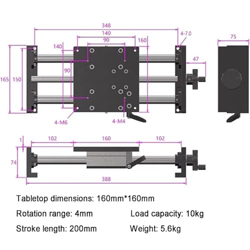 Siłownik liniowy, prowadnica szyny stołowej, ręczna platforma przesuwna do routera CNC, skok 100 mm/200 mm/400 mm, system podnoszenia osi Z