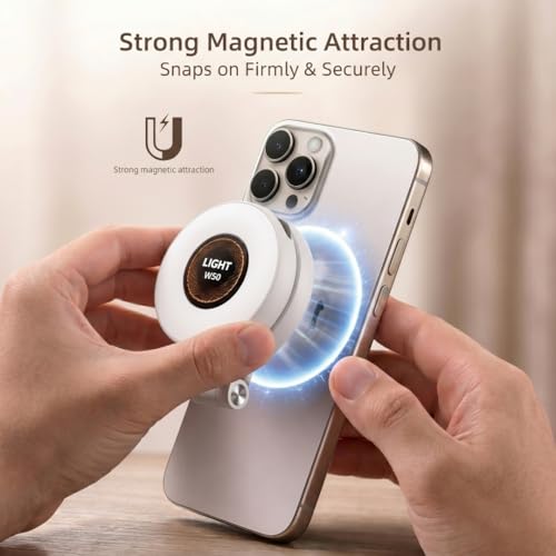 Image of Magnetic Selfie Ring Light W50 | LED Selfie Light Compatible with Magsafe | LED Selfie Ring Light Included Sticky Ring for Selfies /Photography /Video Conference /Zoom Calls Color White