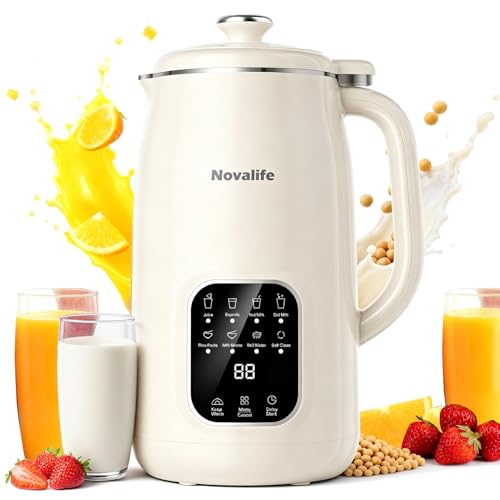 Image of 8 in 1 Nut Milk Maker Machine, 40oz Soy Milk Maker Blender, Homemade Soy Milk, Oat Milk, Almond Milk, Juice, Plant Based and Non Dairy Beverages, 12H Delay Start /Keep Warm /Self Cleaning, Beige