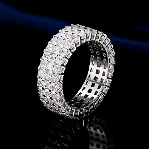 MDFUN Eternity Band for Women 18K White Gold Plated Cubic Zirconia Ring Stackable Engagement Wedding Ring Size 5-104