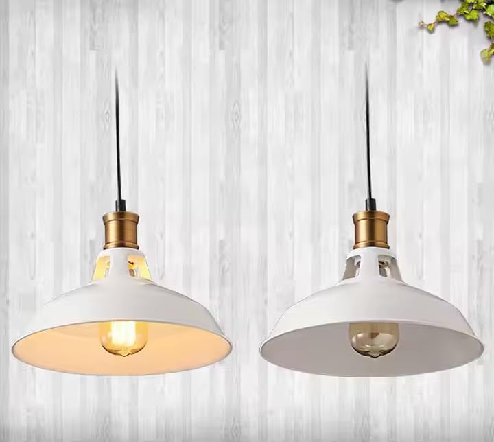 DC VOLTAGE Modern White Light Shade with Metal Easyfit Bulb Guard 16cm x 30cm - Image 3
