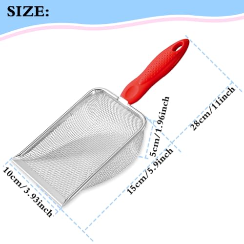 Image of Beach Mesh Shovel, Shark Tooth Sifter Dipper for Shell Collecting, Kids Filter Sand Scooper for Picking Up Shells - Beach Snow Toys for Kids (Red)