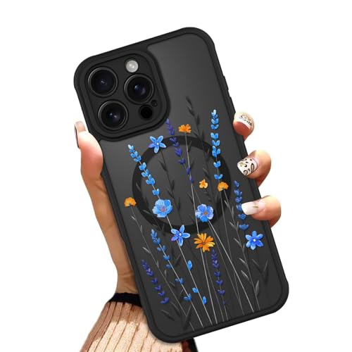 OOK Blue Floral Flowers Phone Case Made for iPhone 16 Pro 6.3 Inch