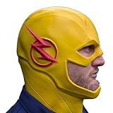 Trippy Lights Yellow Superhero Latex Adult Overhead Costume Halloween Cosplay Prop Helmet Mask (Small)